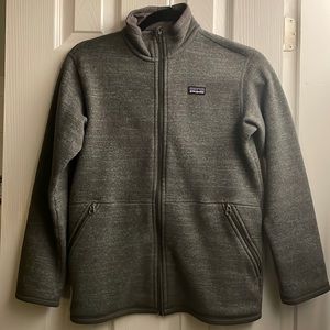 Boys Patagonia boys L (12) dark gray better sweater fleece jacket